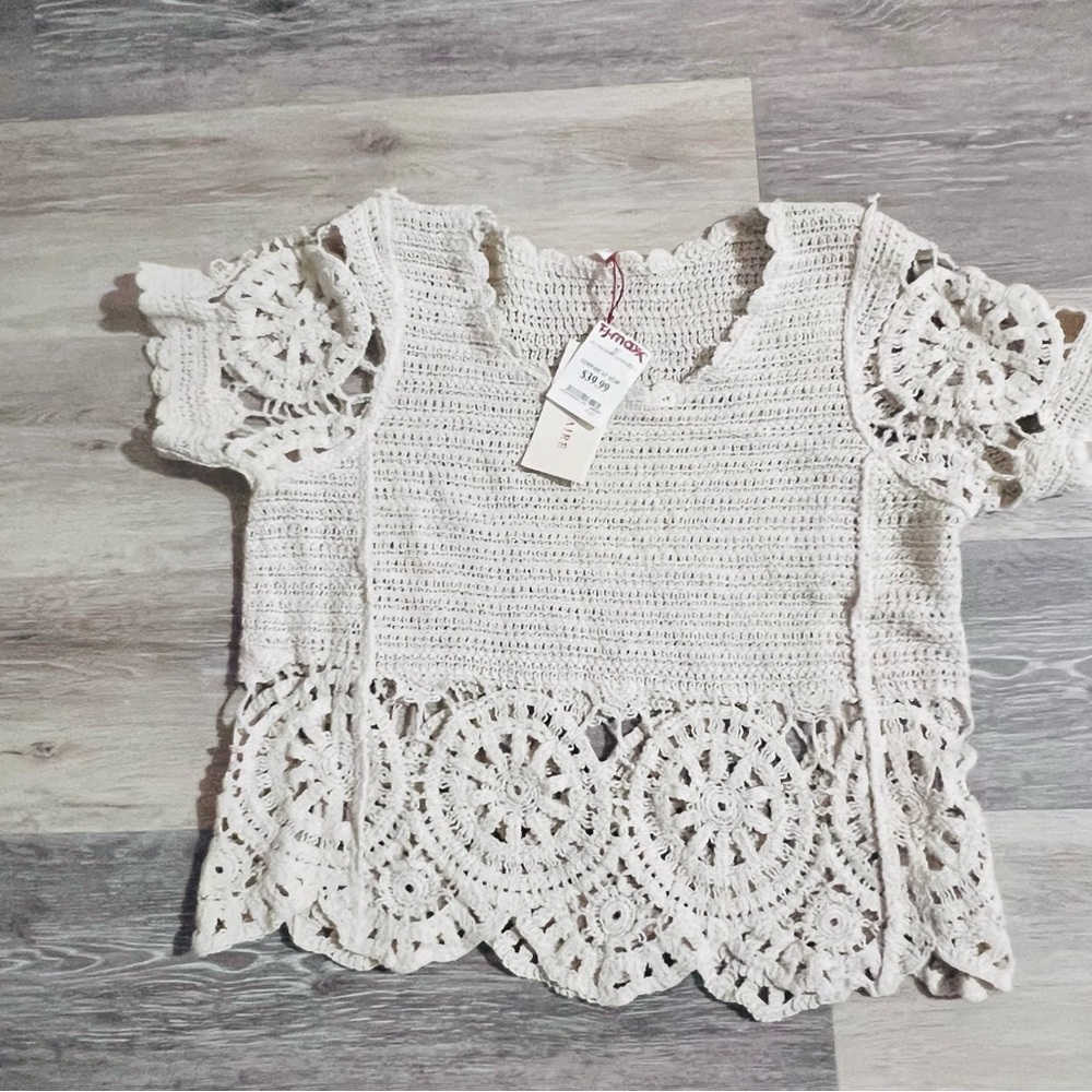 TJ Maxx Cream crotchet pant set
